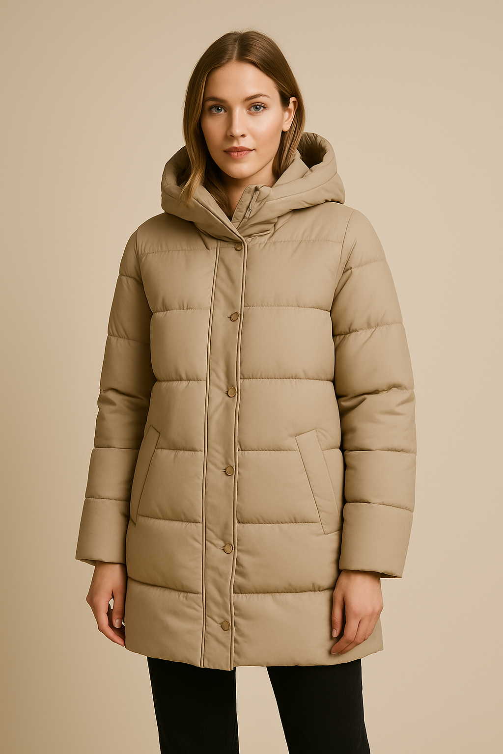 Vinterjakke dame beige